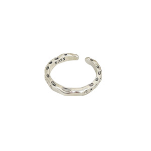Yinruitai S925 Sterling Silver Textured <b>Open</b> <b>Ring</b> For Women Geometric Design Everyday Wear Adjustable Size - Product Image 5