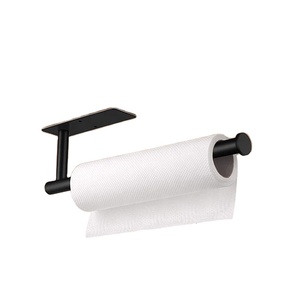 Porte-rouleau de papier long en acier inoxydable, sans perçage, pour sous-meuble de salle de bain, adhésif 3M, grande capacité, pour cuisine - Product Image 6
