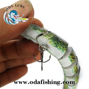 <span class=keywords><strong>2023</strong></span> nouveau brochet à neuf sections 125mm/17g 3D yeux leurre ABS plastique solide en acier inoxydable Fishhoo articulé nageur - Product Image 4