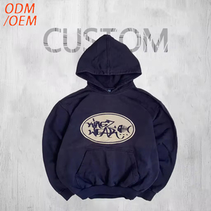 Sudadera de algodón grueso con logo personalizado y estampado en relieve, estilo chándal de felpa, ropa urbana personalizada, lavado ácido, para hombre - Product Image 1