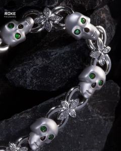 Collar Hip Hop con Calavera Gótica de Ojo Verde, Cadena Cubana, Oro/Platino de 9K-18K, Diamantes de Laboratorio 3D, Certificado IGI - Product Image 3