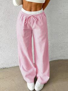 Nouveau style 2026 – <span class=keywords><strong>Pantalon</strong></span> large décontracté à rayures et carreaux pour femme, coupe ample, style européen, prix réduit - Product Image 4
