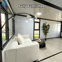 Maison conteneur préfabriquée extensible avec cuisine et 2 chambres, utilisation extérieure, design moderne, écologique, construction rapide, clé en main