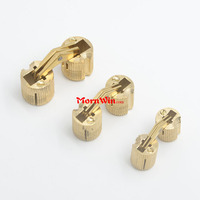Charnières cylindriques en cuivre pour armoire cachée, charnières de porte en laiton invisibles pour quincaillerie de meubles