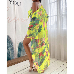 3 Pc Printing Swimwear Cover up <strong>With</strong> Sexy <strong>Bikini</strong> 2021 Swimsuit <strong>Shorts</strong> Set <strong>Women</strong> Bathing Suits - Product Image 6