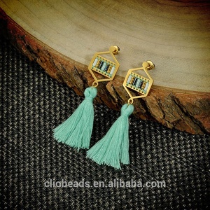 De acero inoxidable de cuentas Miyuki joyería de <span class=keywords><strong>pendientes</strong></span> de borla - Product Image 2