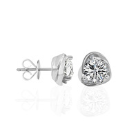 Pendientes de tuerca de moissanita E-Color, clásicos de cuatro puntas, de cobre, con corte brillante, para mujer, de lujo ligero, a la moda, de nicho, con micro-pavé.