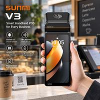 Terminal de point de vente portable SUNMI V3 Android 13, écran HD+ IPS de 6,75 pouces, imprimante thermique de 58 mm, lecteur de codes-barres 1D 2D, NFC, 4G WIFI, POS mobile