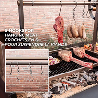 Grand barbecue argentin au charbon de bois, style Santa Maria, en acier inoxydable, avec hauteur réglable et table latérale, idéal pour les fêtes en extérieur