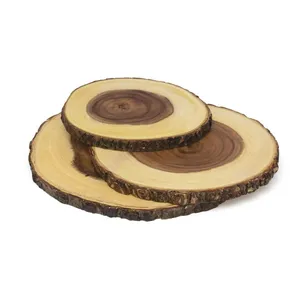 Venta caliente de madera losa tabla con corteza para galletas de queso de madera bandeja
