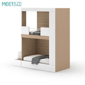 Lits doubles superposés modernes pour adultes Lit mezzanine en bois et métal avec escalier pour hôtels appartements dortoirs écoles hôpitaux - Product Image 1