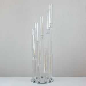 Tempat Lilin Kristal DEXI untuk Meja Makan, Pernikahan, Natal, 9 Lengan, Tabung Kaca Tinggi, Ramah Lingkungan, Tahan Lama - Product Image 2