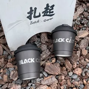 Commercial Customized Logo Disposable Paper Cup With Lid Coffee Milk Paper Cup 8oz 9oz 10oz Double Wall Beverage Stamping Accept