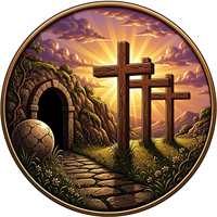 Pièce de monnaie en cuivre pur 999 de 1 oz, imprimée en couleur 2D, commémorative religieuse, Croix de la Résurrection et Tombe vide