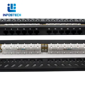 Renbao Patchpaneel 19 Inch 0.5u Cat5e Cat6 Speciale Utp 180 Graden 24 Poort Netwerk Rj45 Patchpaneel