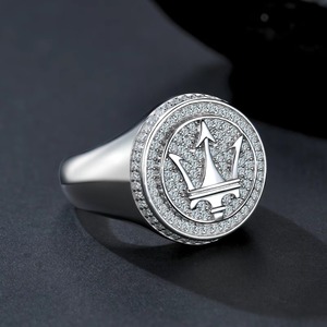 Anillo de Moissanita Redondo Maserati para Hombre, con Certificado GRA, Plata 925, Chapado en Platino, Joyería de Lujo Estilo Hip Hop - Product Image 6