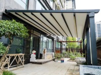 Pérgola Plegable Impermeable de Aleación de Aluminio de Diseño Moderno con Techo Retráctil para Terraza y Balcón, Espacio de Vida al Aire Libre