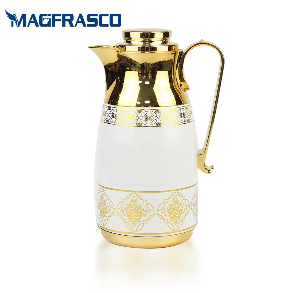 Recipiente de café de cobre árabe branco, china, design livre, casa, vidro, recarga, luxo, branco, frasco a vácuo