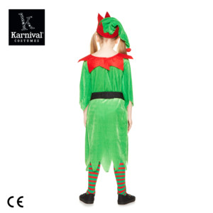 ODM vente entière enfants fête <span class=keywords><strong>de</strong></span> noël Performance Costume elfe tenue pour filles vert velours aide du père noël fille elfe - Product Image 4