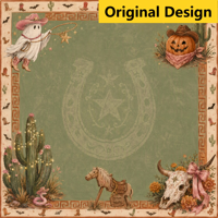 Tapis de Mahjong Orton américain, design original Halloween, 6 styles : Cowboy, Fantôme, Gothique, Corbeau, Vintage, Sorcière, en caoutchouc naturel imperméable