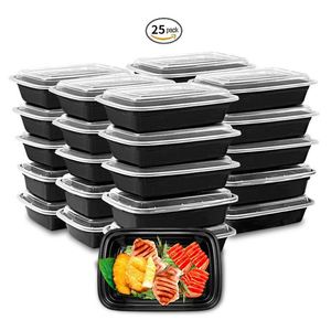 Contenedor Cuadrado Negro para Alimentos, Libre de BPA, Apto para Microondas, Resistente a Fugas, para Comida para Llevar de Restaurantes Tradicionales y Suministro de Buffet - Product Image 1
