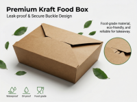 Boîte d'emballage alimentaire en papier kraft pliable, écologique, imperméable, à fentes, imprimée quadricolore, portable, fournie par l'usine