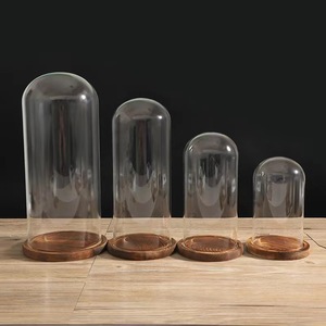 <strong>Glass</strong> <strong>Dome</strong> With Wooden Base <strong>Glass</strong> for Candle Mini <strong>Cake</strong> Stand <strong>Glass</strong> Display <strong>Dome</strong> - Product Image 3