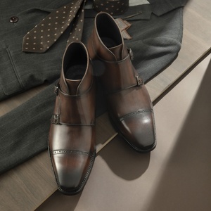 Bottes en cuir pour hommes de haute qualité à double boucle, style décontracté et habillé, rehaussantes et respirantes - Product Image 4