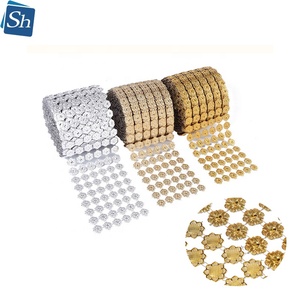 Roll Pita Jala Berlian 10 Yard 6 Baris Hiasan Berlian Imitasi Bentuk Bunga Bulat Berkilau - Product Image 1
