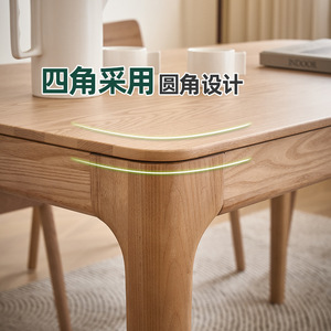 Juego de Mesa de Comedor de Madera Maciza de 6 Piezas, Rectangular, de Madera de Fresno, Estilo Nórdico Moderno, Muebles para Comedor - Product Image 2