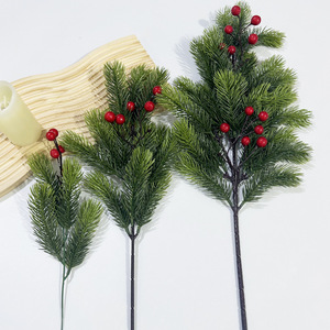 <b>Artificial</b> Red Pine Needle Branches 35-63cm Multi-piece Package Christmas Decorative Green <b>Plants</b> Home Ornaments - Product Image 3