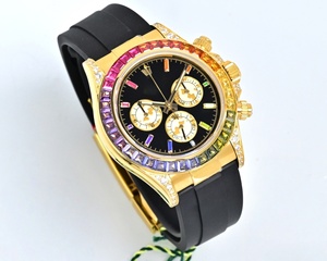 Montre mécanique multifonctionnelle de luxe haut de gamme pour homme avec cadre arc-en-ciel et élégante montre-bracelet sertie de diamants - Product Image 4