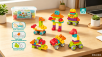 Ensemble de blocs de construction souples pour tout-petits avec grandes briques flexibles, bords arrondis sécurisés, jeu créatif d'éveil précoce