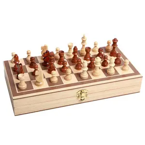 Деревянный Шахматный набор, складная доска ручной работы, портативные дорожные шахматы, наборы настольных игр с игровыми предметами, слоты для хранения