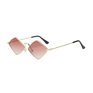 Lunettes de soleil unisexes tendance rétro en forme de losange, protection UV400, monture complète dorée dégradée, design métallique de luxe pour la conduite et le cyclisme - Product Image 4