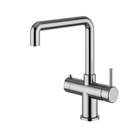 Robinet de cuisine moderne avec filtre, cartouche céramique, douchette latérale, finition chromée en acier inoxydable, montage sur comptoir pour eau froide et chaude