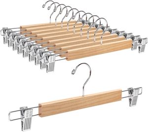 Cintres en bois massif tendance avec pinces, bords lisses, antidérapants, pour pantalons, costumes et manteaux – Offre spéciale - Product Image 1