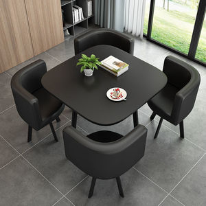 Ev mobilya uzatılabilir uzay tasarrufu 4 kişilik kare küçük masa sandalyeler restoran MDF paslanmaz krom bacak yemek masası seti - Product Image 5