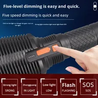 Lampe torche LED rechargeable USB/Type-C haute puissance, lumières rouge/jaune/bleue, faisceau de 500 m, portable, camping en plein air