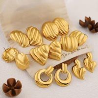 Boucles d'oreilles clous en acier inoxydable plaqué or 18 carats pour femme, motif cercle, nœud, cœur, style minimaliste, idéal pour les fêtes, vente en gros, OEM