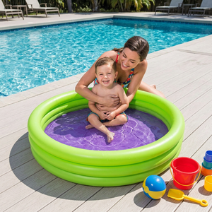 Piscine gonflable pour enfants à trois anneaux, prix d'usine en gros, couleurs assorties, piscine à pagaie, exportation Chine - Product Image 3