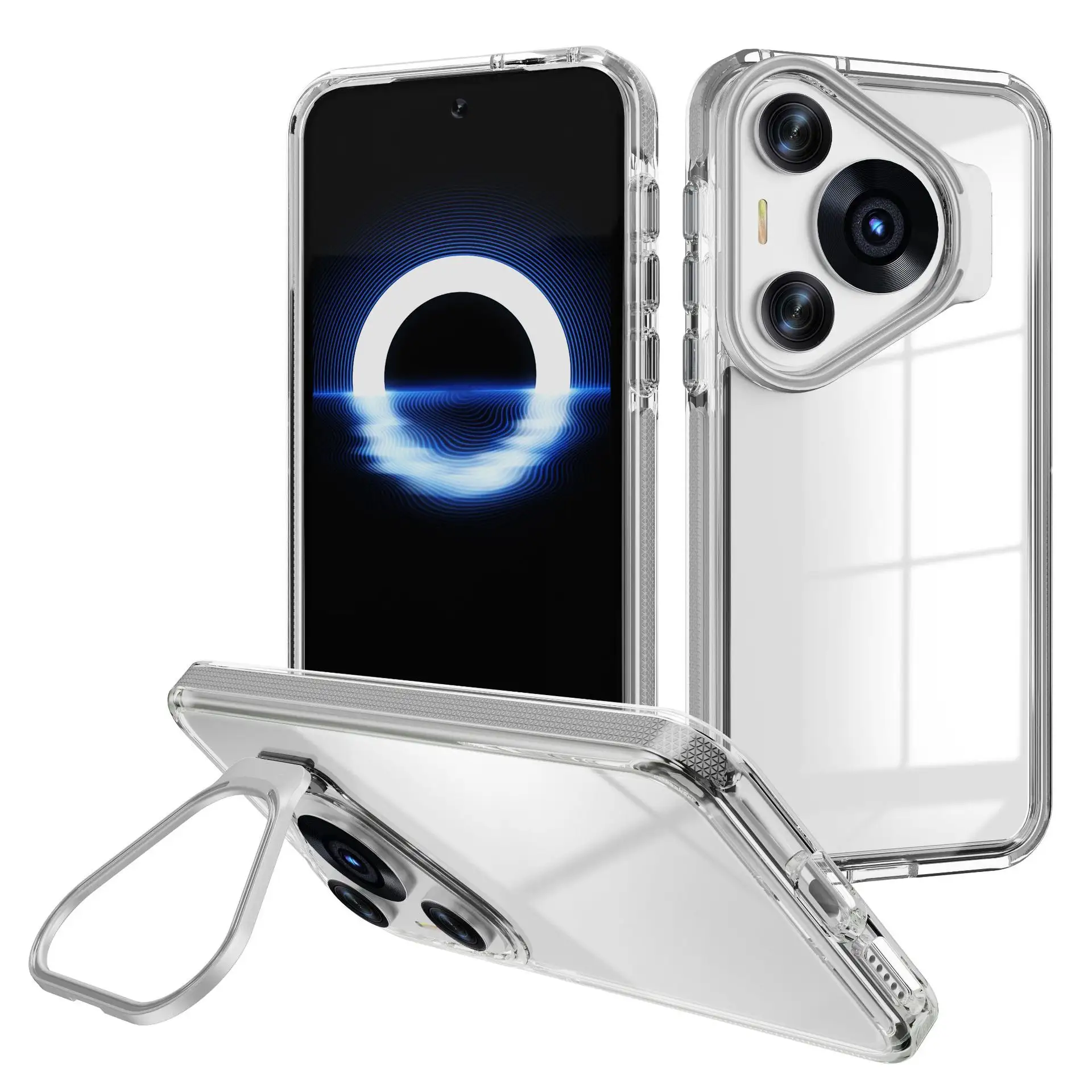 Funda de PC dura transparente de diseño recién llegado para teléfono con soporte de cámara para Huawei Honor Pura 70 Pro Art