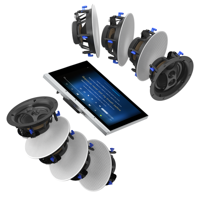 AISpeaker High Quality P8 Home Theater Package 8 Professional Ceiling Speakers Android Operating IPS App Whole-Home Audio