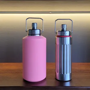 ステンレス製マグカップハンドル付き真空断熱大型アイスコーヒーマグ再利用可能なウォーターボトル旅行