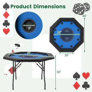 Hiện đại 48 \ "gấp Poker bảng cho 8 người chơi kế Casino kiểu blackjack & Texas Hold'em tính năng lưu trữ di động làm MDF - Product Image 2