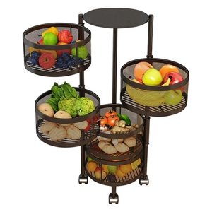 Estante de almacenamiento de cocina de acero al carbono de 5 capas, estantes giratorios para verduras, organizador doméstico, diseño OEM - Product Image 1