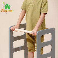 Tabouret d'apprentissage Montessori 3-en-1 pliable en bois, tour de cuisine transformable avec toboggan, mobilier moderne intérieur/extérieur pour chambre