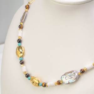 Nouveauté Bijoux de Mode Collier Ras du Cou Bohème Unisexe en Perles de Riz, Perles en Argent, Acrylique, Céramique et Verre - Product Image 5