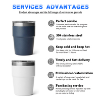 Vasos Personalizados con Logotipo, 16 oz, Antiderrames, de Acero Inoxidable, Vaso Térmico Delgado de Doble Pared con Tapa, Termo para Agua
