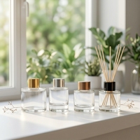 Bouteille diffuseur à roseaux en verre transparent à fond épais, 30ml, 50ml, 90ml, pot vide en verre pour aromathérapie et parfum avec bouchons métalliques – Meilleures ventes